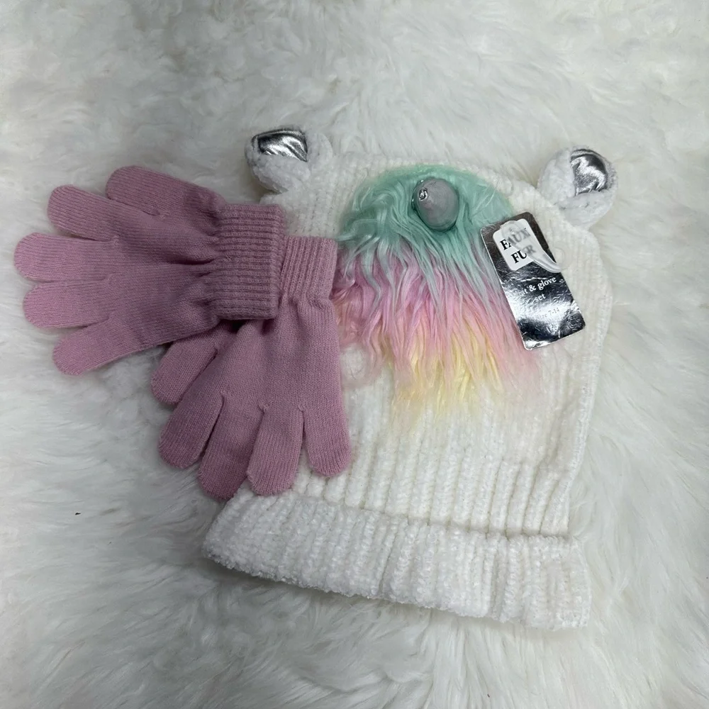New Winter Hat & Gloves Set- Girls